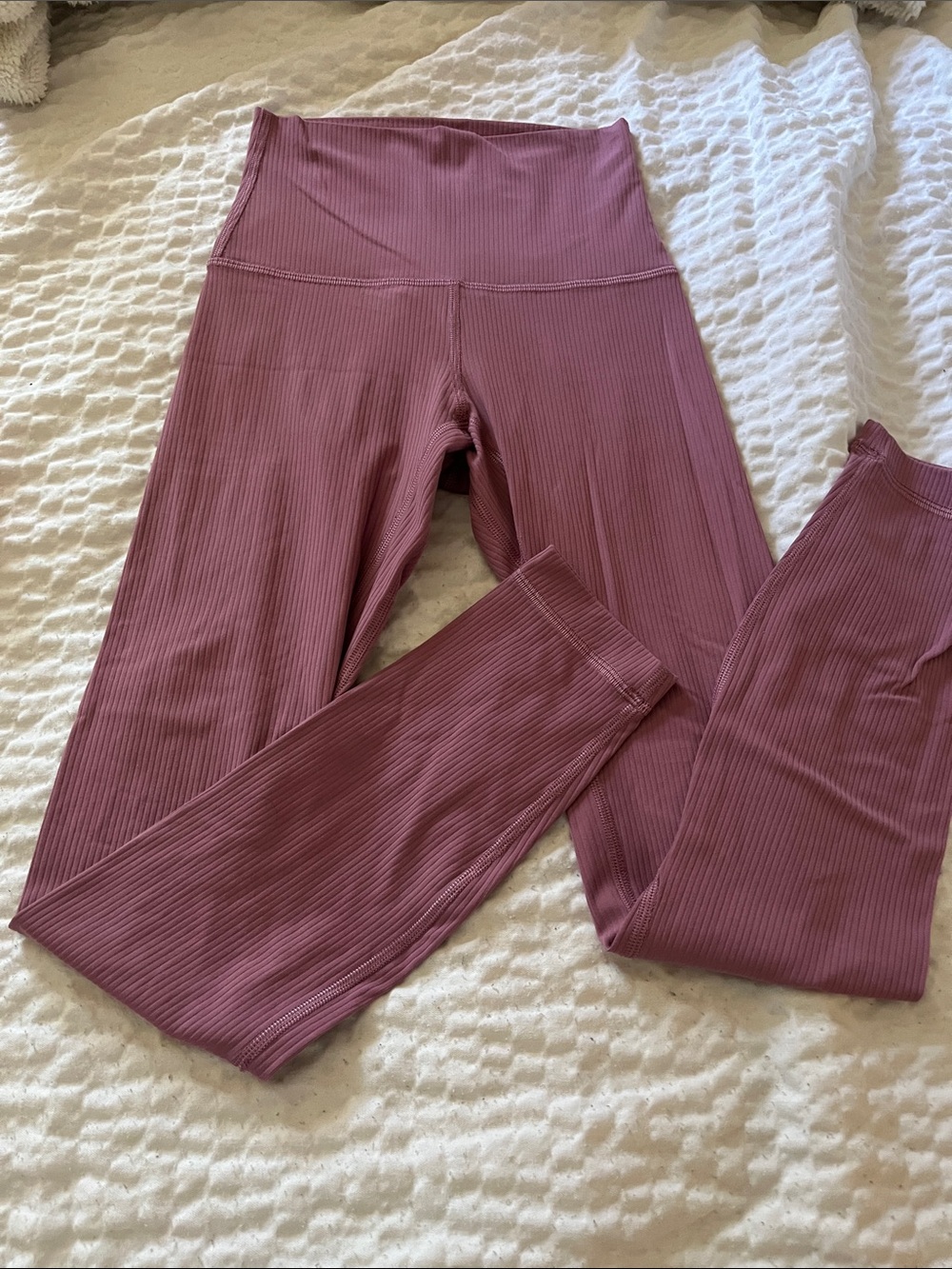 lululemon Ribbed High-Rise Leggings — Mauve - Like New